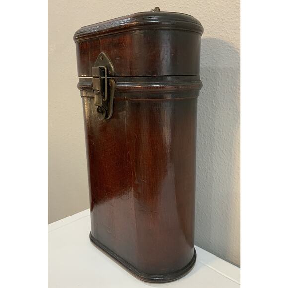 VTG Bombay Co Wooden 2 Bottle Wine Liquor Box Tabletop Hinged Mahogany Wood - Picture 4 of 10